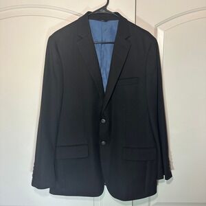Haggar The Active Series Blazer Mens‎ 40R Tailored Fit Black Jacket Two Button